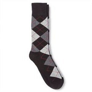 Merona Size 6 12 Dress Socks Mens Ebony Argyle Gray Black Red NEW